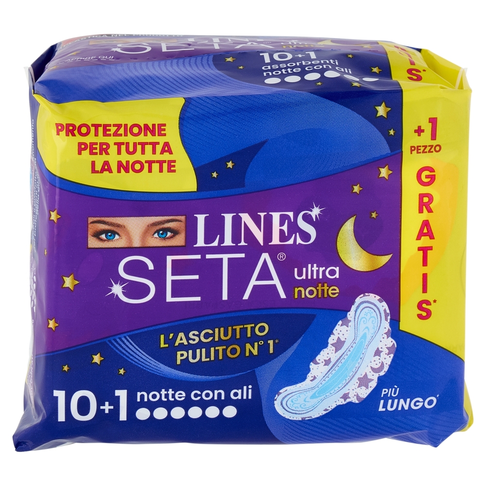 Lines Seta ultra notte con ali 10+1 pz
